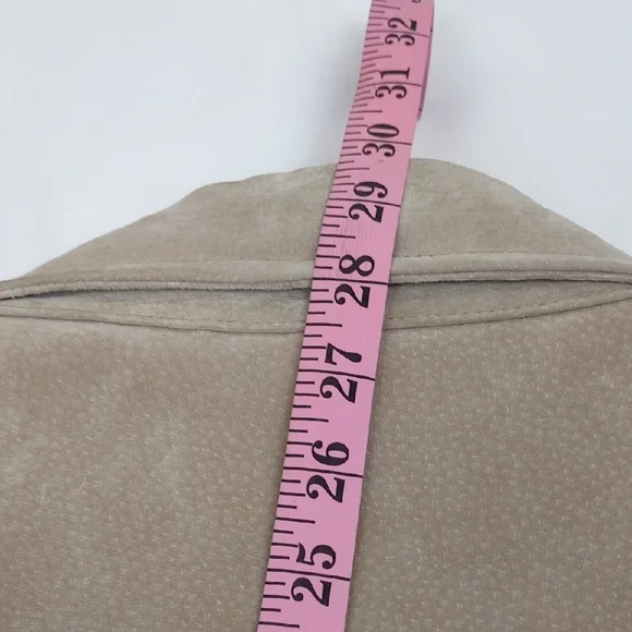 A.M.I. Genuine Leather Button Front Jacket Tan Beige XL - Picture 12 of 12